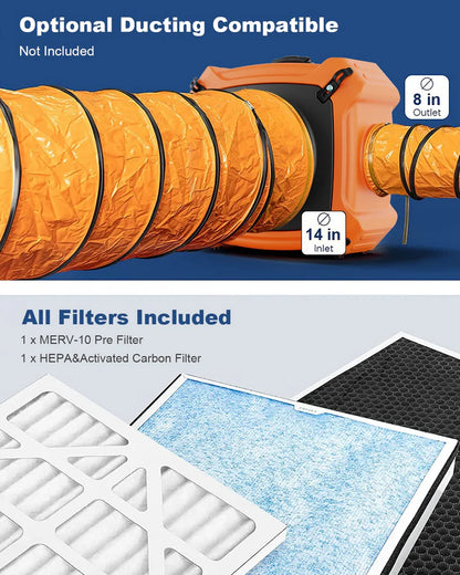 AlorAir® PureAiro HEPA Max 970 Professional 3-Stage Filtration Air Scrubber